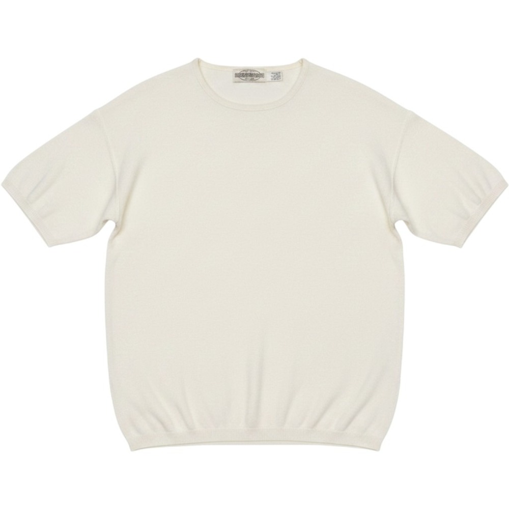 American Knitworks Sweater P/P Cream Cotton Short Sleeve Basic Luxury Minimalist